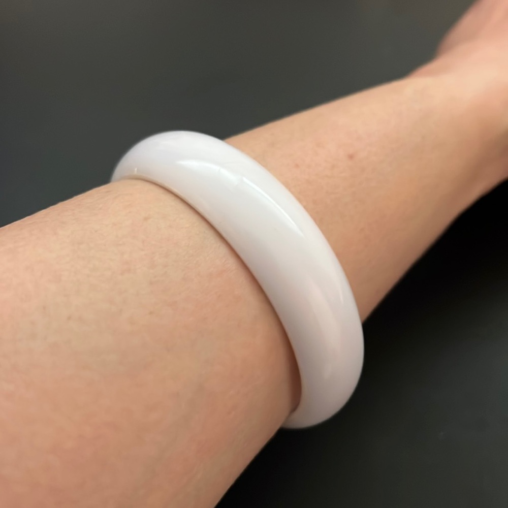 Vintage White Plastic Bangle Bracelet, Retro, Boho